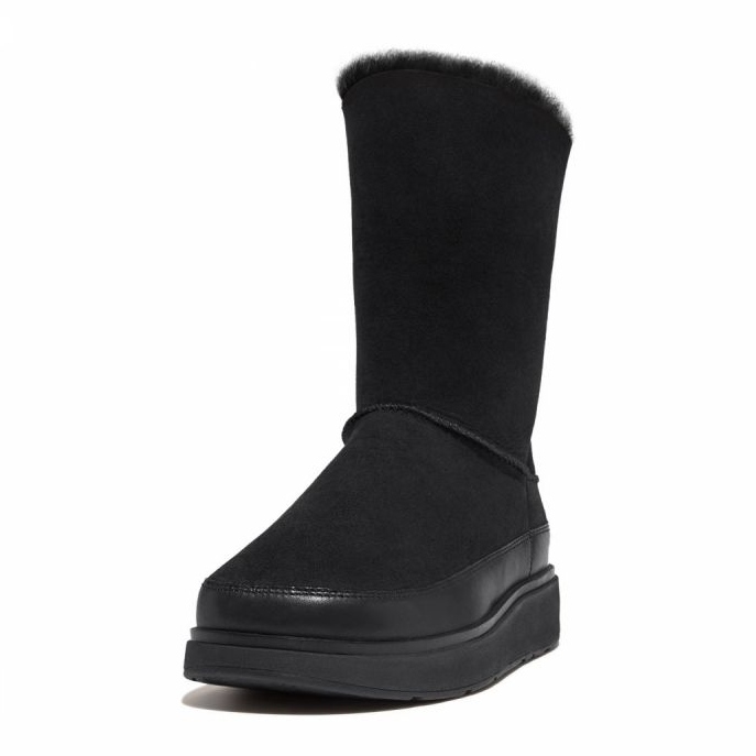 FitFlop GEN-FF Kurze doppelseitige Shearling-Stiefel W GO9-090 schwarz 1