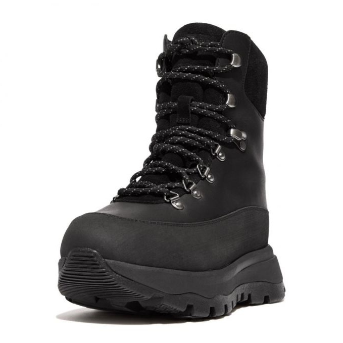 FitFlop Neo-D-Hyker Wanderstiefel aus wasserdichtem Stoff/Wildleder W GP3-090 schwarz 1