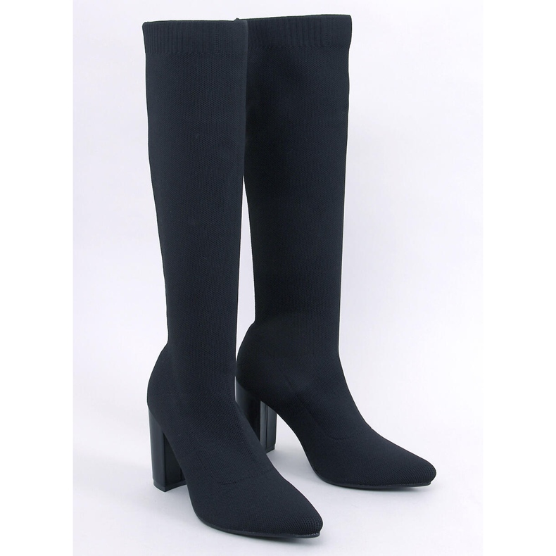 Elisha Schwarze elastische Stiefel mit hohen Absätzen 1