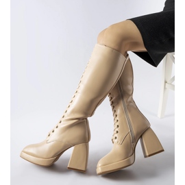 Beige isolierte Stiefel mit massivem Nova-Absatz 1