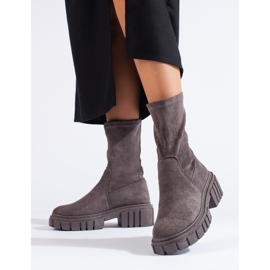 Shelovet Damen-Stiefeletten aus grauem Wildleder 1