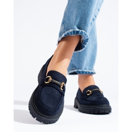 Marineblaue Wildleder-Mokassins für Damen von Shelovet 1