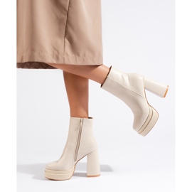 Cremefarbene Shelovet-Stiefeletten mit hohem Absatz beige 1