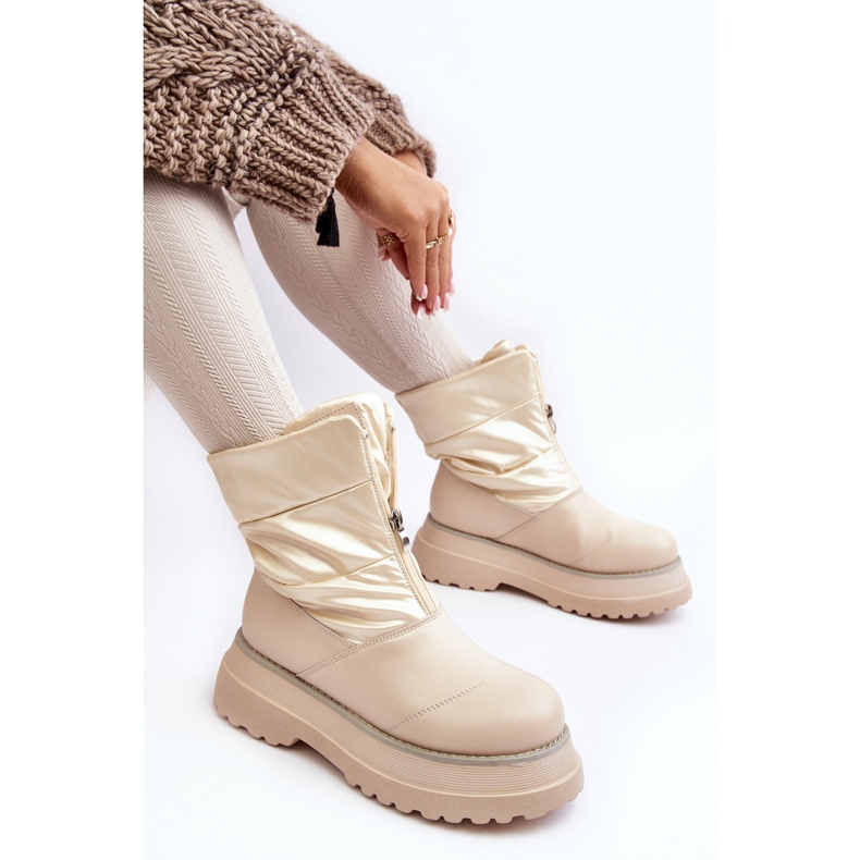 Damen-Schneestiefel mit dicker Sohle und Reißverschluss GOE MM2N4079 Beige 1