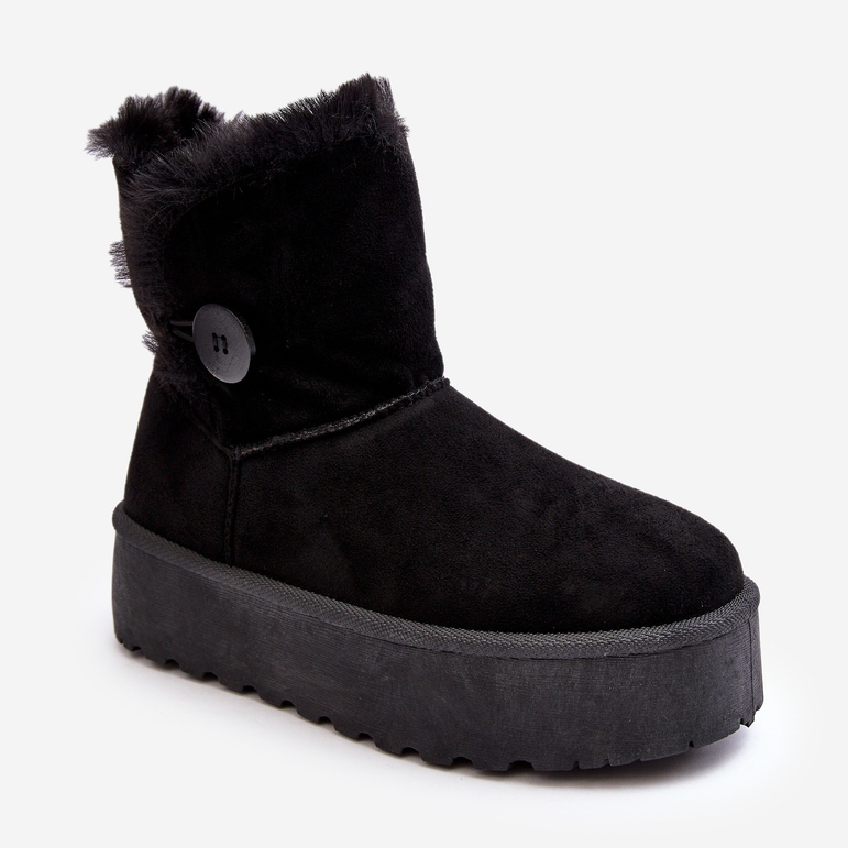 Damen-Plateau-Schneestiefel mit Fell, Schwarz Vikas 1