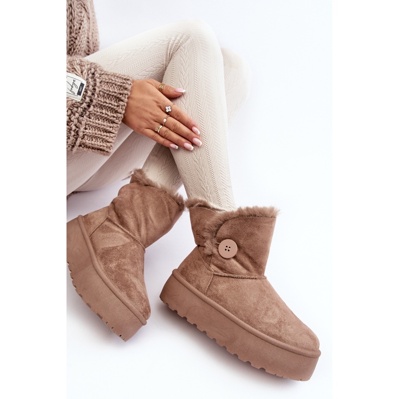 Damen-Plateau-Schneestiefel mit Fell, Beige Vikas 1
