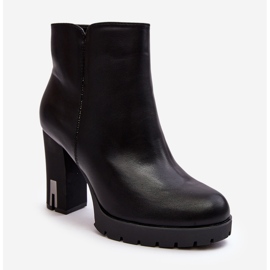 Damen-Stiefeletten mit hohem Absatz und Reißverschluss, Schwarz Rasoda 1