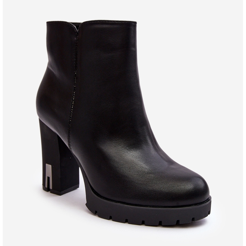 Damen-Stiefeletten mit hohem Absatz und Reißverschluss, Schwarz Rasoda 1