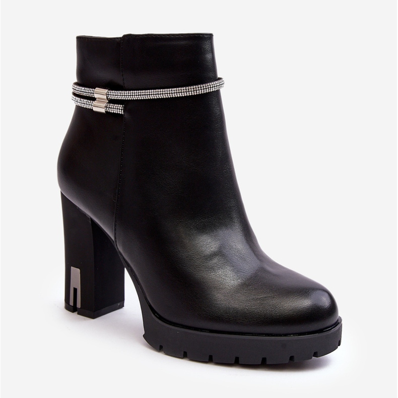 Damen-Stiefeletten mit Verzierung, Schwarz Carolla 1