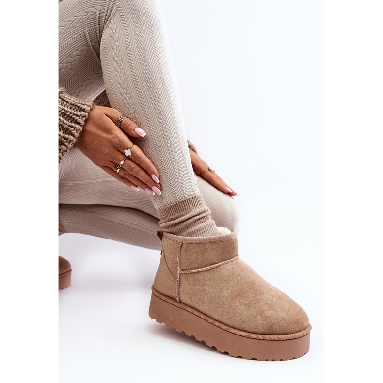 Plateau-Schneestiefel für Damen mit Fellfutter, Beige Xamella 1
