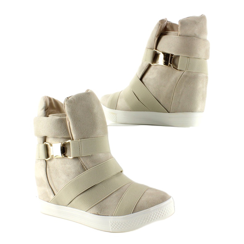 Turnschuhe mit Gummistreifen F-215 Beige 1