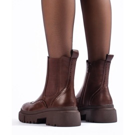 Braune, durchbrochene Chelsea-Stiefel von Shelovet 2