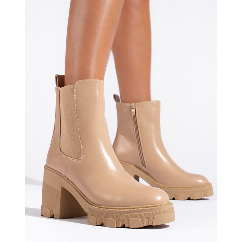 Shelovet Damen Stiefeletten, Beige 1