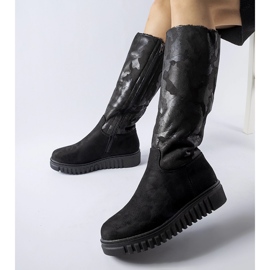 Piazzolla schwarze isolierte Camo-Öko-Wildlederstiefel 1