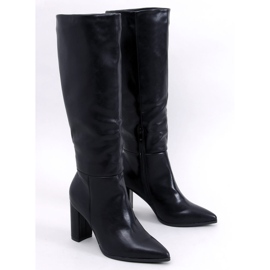 Iriss Schwarze Stiefel mit genarbtem Absatz 1