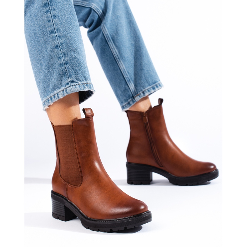 SHELOVET Braune Chelsea-Stiefel für Damen 1