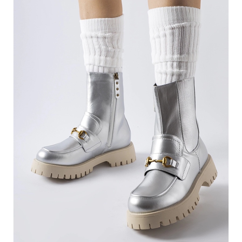 Silberne, isolierte Overlook-Stiefeletten silber- 1