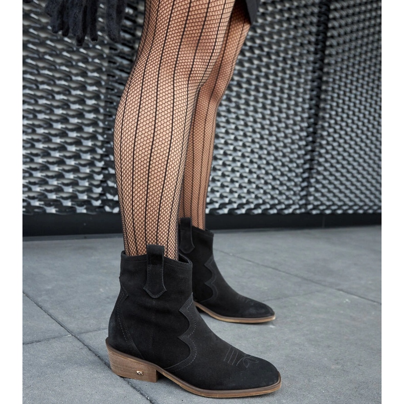 Karino-Stiefeletten aus schwarzem Leder mit niedrigem Absatz 2