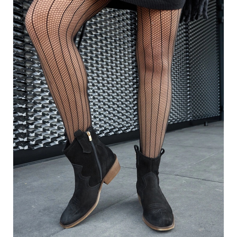 Karino-Stiefeletten aus schwarzem Leder mit niedrigem Absatz 1