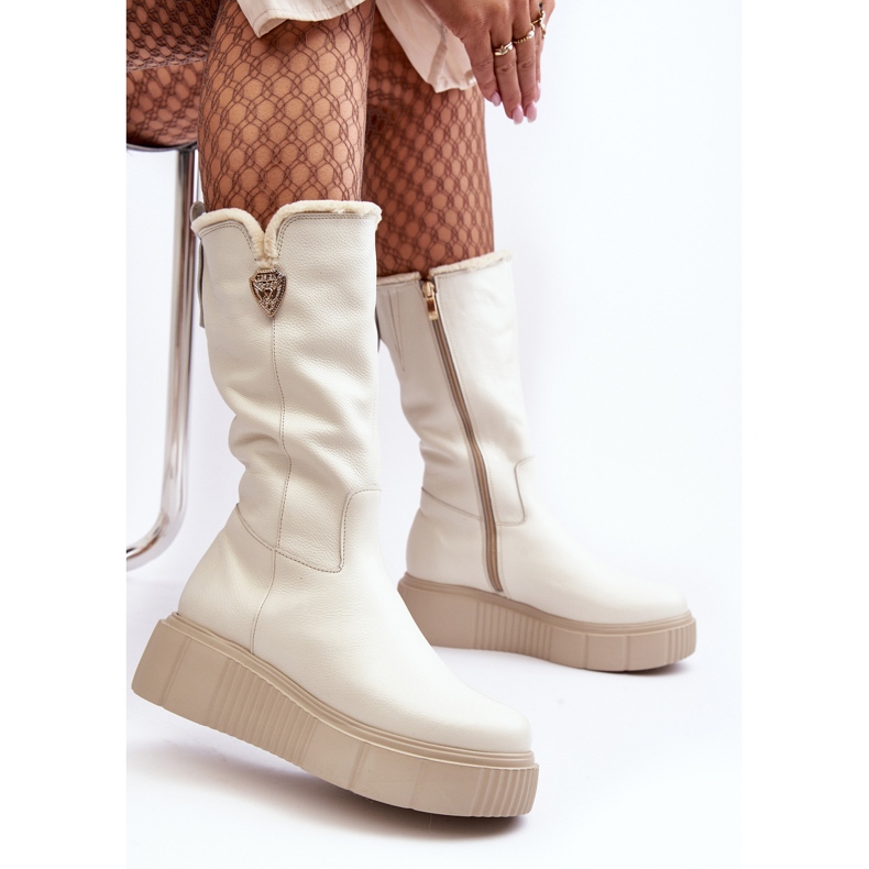 Damen Wolllederstiefel Creme Bayla beige 1