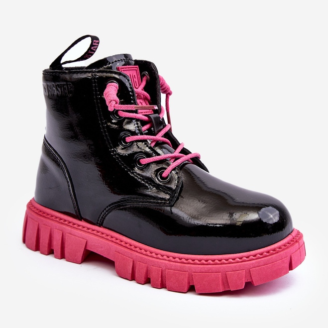 Isolierte Lack-Kinderstiefel Big Star MM374148 Schwarz und Pink 1