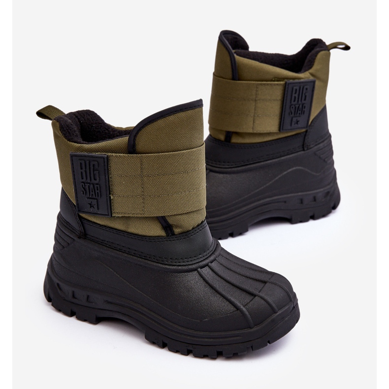 Isolierte Schneestiefel mit Klettverschluss für Kinder Khaki Big Star MM374123 grün 2
