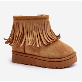 Isolierte Kinder-Schneestiefel mit dekorativen Fransen Camel Nimia braun 11