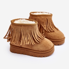 Isolierte Kinder-Schneestiefel mit dekorativen Fransen Camel Nimia braun 8