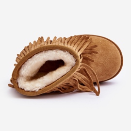 Isolierte Kinder-Schneestiefel mit dekorativen Fransen Camel Nimia braun 10