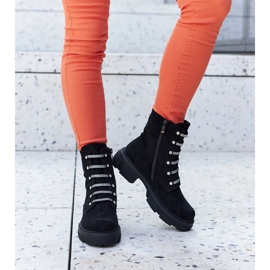 Schwarze Stiefeletten mit Strasssteinen, Öko-Wildleder Sfaranda 1