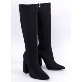 Rosaly Schwarze elastische Stiefel mit hohen Absätzen 1