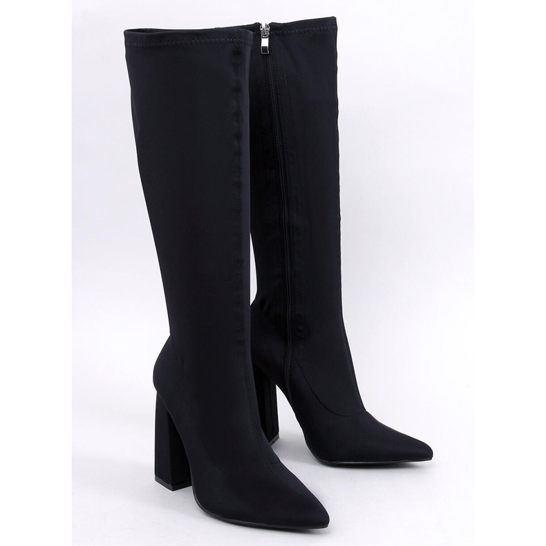 Rosaly Schwarze elastische Stiefel mit hohen Absätzen 1