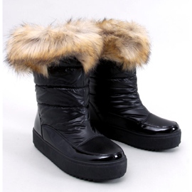Mastro Schwarze Schneestiefel mit Fell 1