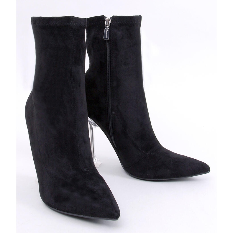 Merrisa Schwarze transparente Stiefeletten mit hohem Absatz 1