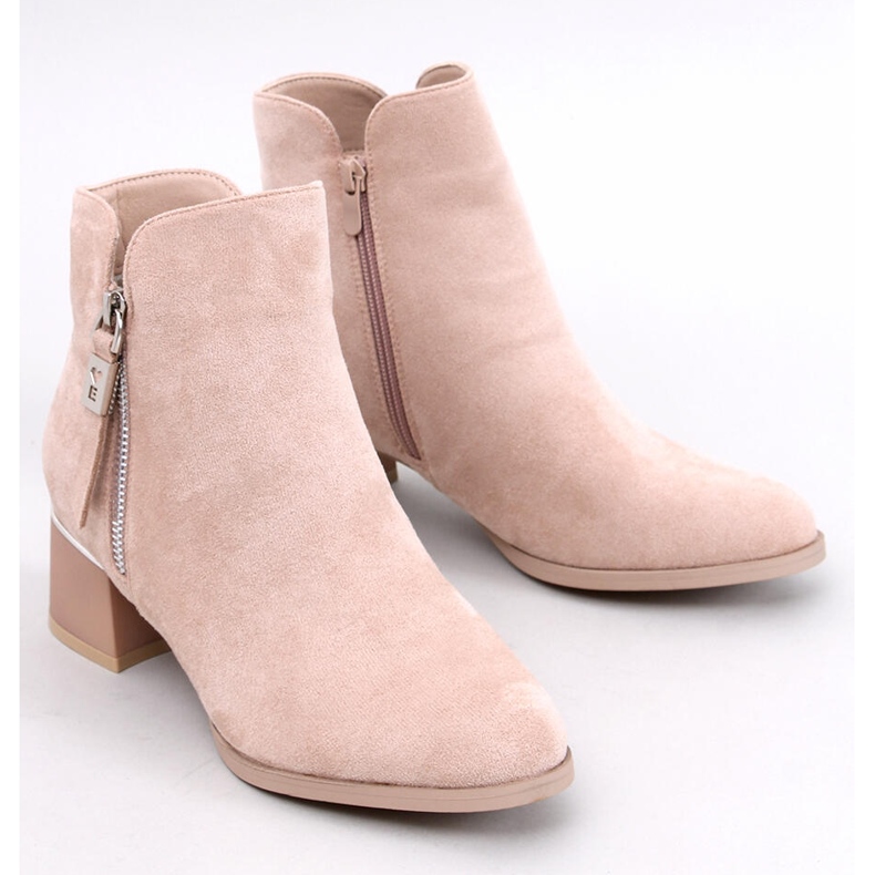 Leines Beige Stiefeletten mit niedrigem Absatz 1