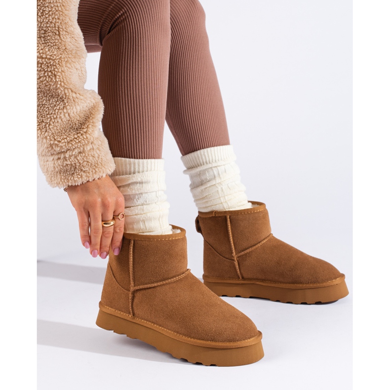 W. Potocki Braune Wildlederstiefel mit Fell von Potocki 1