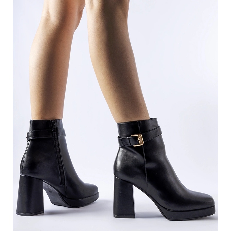 Schwarze isolierte klassische Caio-Stiefeletten mit hohen Absätzen 1