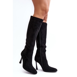 Isolierte Damen-Stiefel mit hohem Absatz, schwarze Isot 1