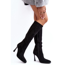 Isolierte Damen-Stiefel mit hohem Absatz, schwarze Isot 2