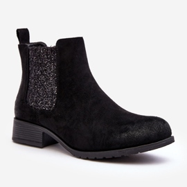 Damen-Chelsea-Stiefel mit flachem Absatz, Schwarz Sauamia 1