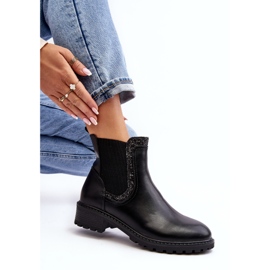Damen-Chelsea-Stiefel mit niedrigem Schaft und flachem Absatz, Schwarz Kassona 1