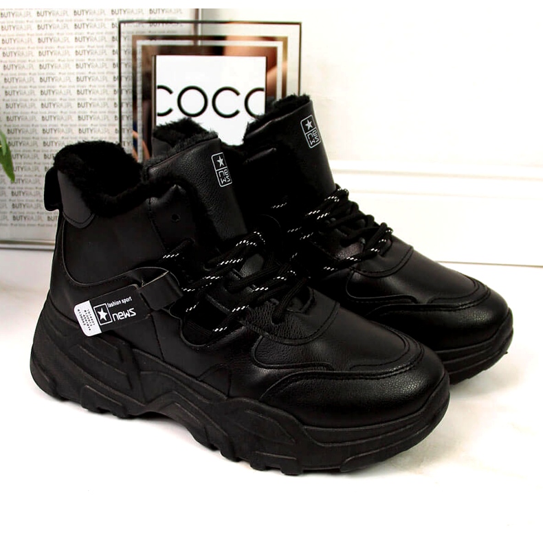 News Isolierte Damen-Sneaker, Schneestiefel, Schwarz 3