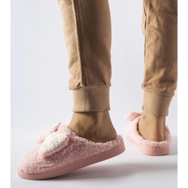 Rosa warme Hausschuhe mit Schleife 2