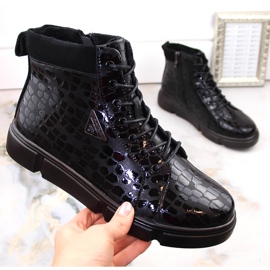 Schwarze isolierte Damen-Lederstiefel auf der Plattform von Filippo DBT4767 1