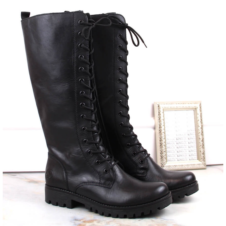 Bequeme Damenstiefel aus Leder mit isoliertem schwarzem Rieker 78543-00 1