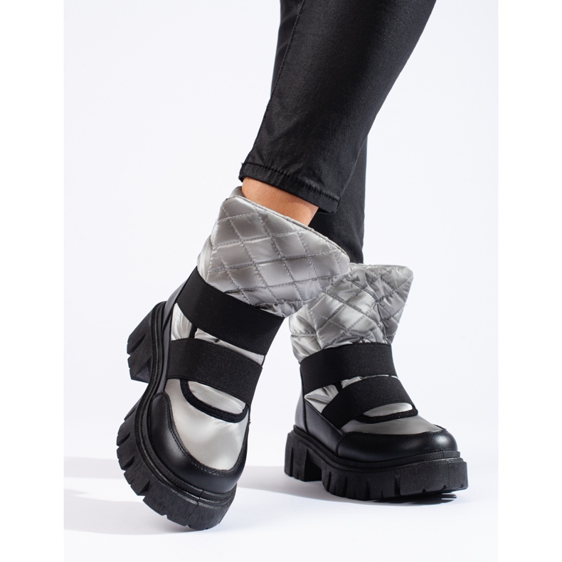 Shelovet Damen Schneestiefel silber schwarz silber- 2