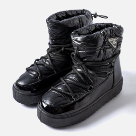Schwarze Lack-Schneestiefel mit Gummizug 1