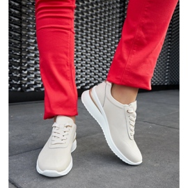 Beige Keilsneaker aus Leder von Federico 2