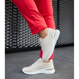 Beige Keilsneaker aus Leder von Federico 1