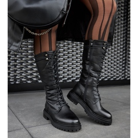 Schwarze, hochgeschnürte Montepiano-Arbeiterschuhe 2